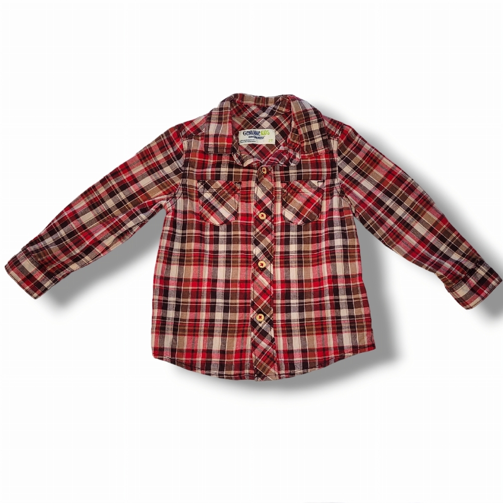 Genuine Kids by OshKosh Boys Plaid Long Sleeved Shirt 2T